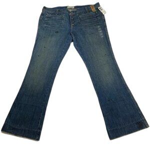 Old Navy Distressed Blue Jeans Y2k Ultra‎ Low Rise Boot Cut 40 x 33 VTG Sz 16